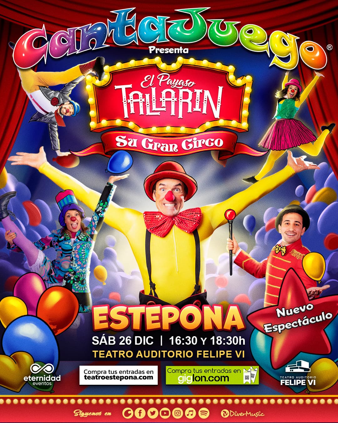 Cartel de El Payaso Tallarín en el Teatro Felipe VI de Estepona