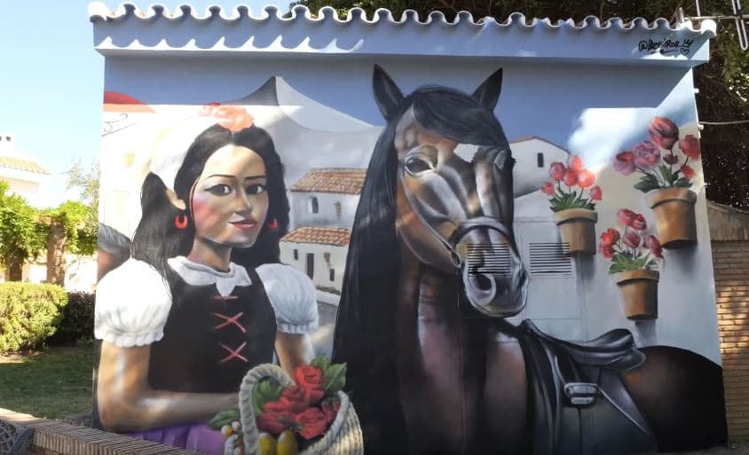 Mural "Romería de San Isidro Labrador" de José Enrique Ragel "Bestror" en Estepona